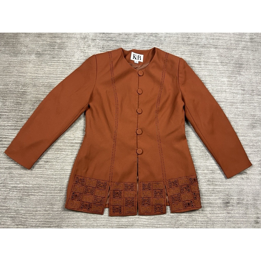 Stella Louise‎ for KB Jacket Womens 12 Brown Beaded Polyester Padded